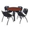 Kee Kee Round Table & Chair Set, Wood, Metal, Plastic Top, Cherry TB42RNDCHBPBK47BK - alternate 1